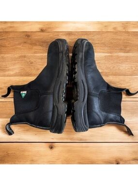 Bundlestones size 7.5 AUS 4 Black work boots CSA leather chelsea steel toe